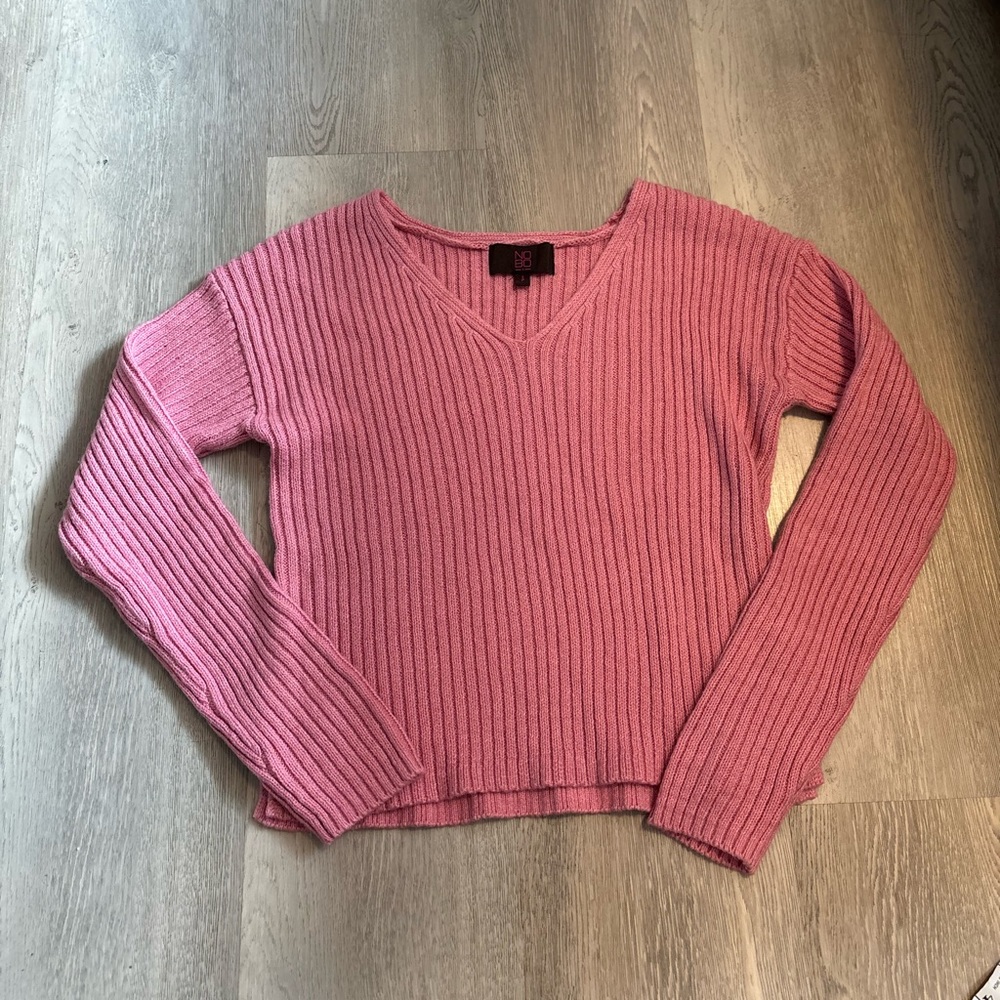 NOBO Pink Ribbed V-Neck Sweater
